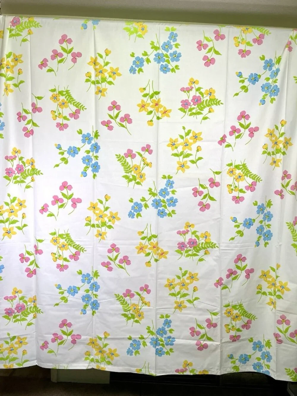 VTG Pacific Miracle Floral Twin Flat Sheet Retro Mod Flower Power Mid Century